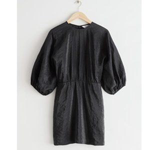 & Other Stories Women's Black Voluminous Sleeve Mini Dress